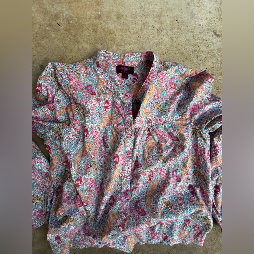 LIKE NEW- Liberty Art for J.Crew Multicolor Paisley Button Down Summer Blouse - Picture 5 of 10